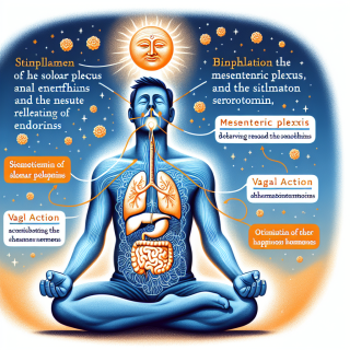 Expliquer lors de la respiration nasale et abdominale profonde, la stimulation des plexus solaires et la ssécrétion d'endorphine, et l'activation des plexus mésentériques et la sécrétion de sérotonine, puis l'action vagale liée à ce type de respiration, et la stimulation des autres, hormones du bonheur